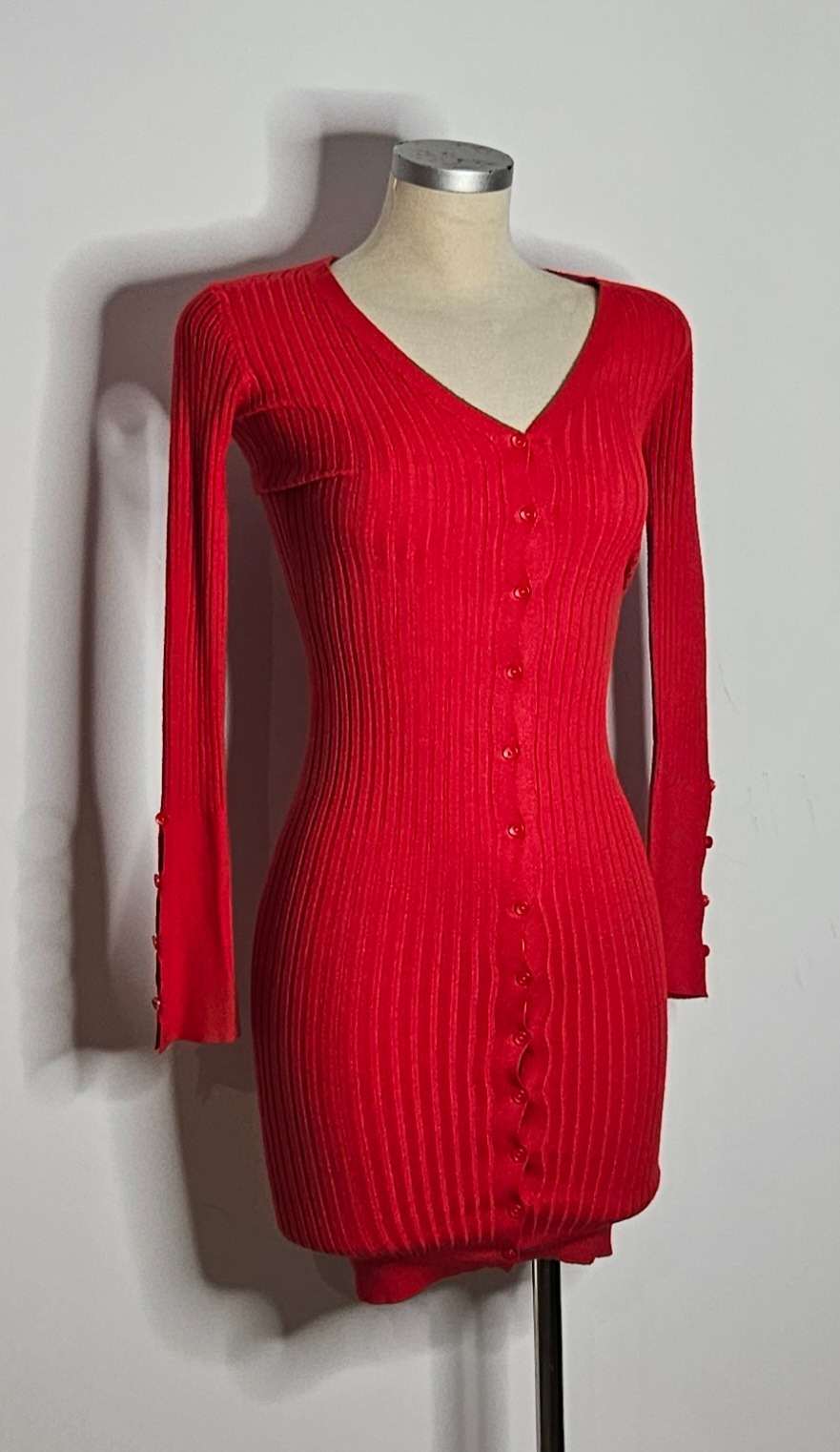 Vestido Canalé Botones Rojo - Candela Pica Pica